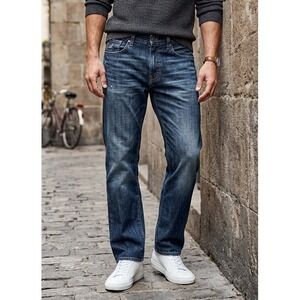 Flypaper Straight Leg Denim Jeans Men's 32x30 Blue Faded Dark Wash Cotton Grunge